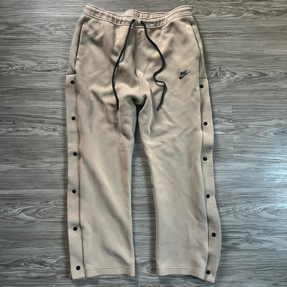 Nike Mens Khaki Tan Tearaway Snap Fleece Pants FB8014-247 XL
